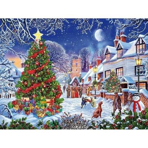 Christmas Village DIY Cross Stitch Embroidery 11CT Kits Craft Needlework Set Cotton Thread Printed Canvas Home Room