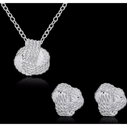 S362 N925 Hot Selling Silver color jewelry set, fashion jewelry set Necklace Earring