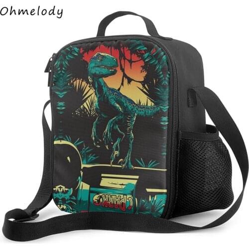 Jurassic Park Dinosaur Boys Lunch Bags Cartoon Crossbody Bags Insualted Cooler Lunch Box for Boys Back to School Food Organizer
