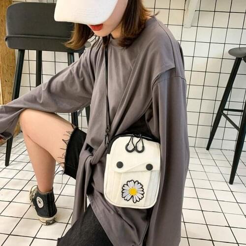 Daisy Versatile Zipper Messenger Bag Fashion Women Cute Simple Square Ladies Canvas Handbag Chest Bag Single Shoulder Bags