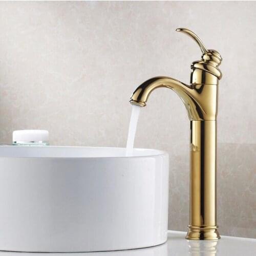 Tall Faucet Retro Style Bathroom Basin Faucet Antique/Gold/Black Oil Brushed Crane Brass Single Handle Deck Mounted basin tap