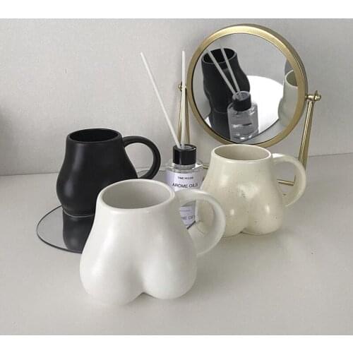 Nordic Funny White Ceramic Body Mug Kitchen Breakfast Milk Tea Coffee Cup Creative Couple Gift Handle Drinking Beer Mug