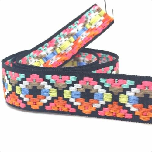 ZERZEEMOOY 1" 25MM 10YARD/LOTS 100% polyester Zakka Handmade color geometry Woven Jacquard Ribbon dog chain accessories QDJ04