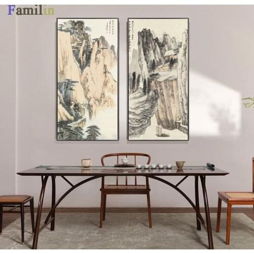 Zhang Daqian plain painted copy works of modern Chinese decorative painting living room bedroom entrance Jiangnan