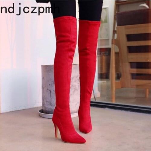 Over The Knee Boots Spring and Autumn New Fashion Pointed Zipper Fine Heel High Heel Womens Shoes Size 31-43 Heel Height 11cm