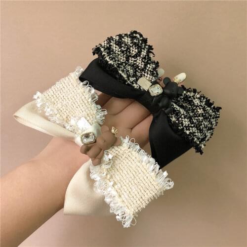 Women Girl Hair Ties Elastic Bands Camellia Plaid Flower Floral Pearl Bow Knot Scrunchies Korean Head Accessories Wholesale