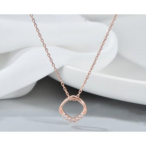 925 Silver Zircon Quare Women Silver Collar Pendant Necklace Women Crystal S925 Silver Necklace Women Elegant Jewelry