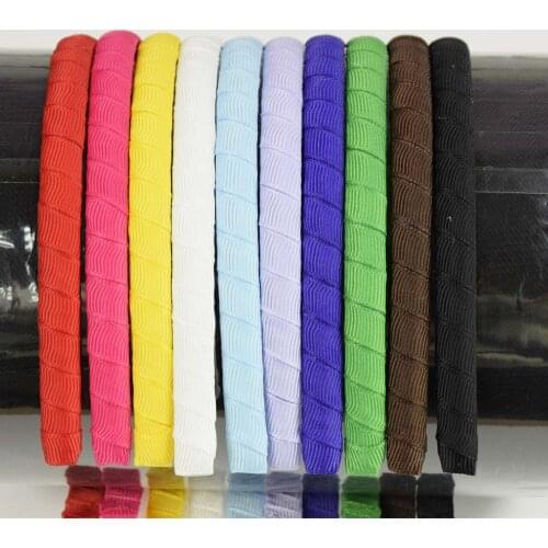 10mm (2/5'') Solid Grosgrain Ribbon Lined Headband 10 Colors Option Lined Plastic Hairbands DIY Hair Accessories for Girls