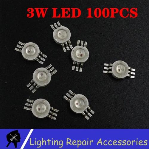 100pcs/lot 3W / 1W RGB 3in1 LED Chip Lamp Beads 3W 3 in 1 LED Lamps For Stage Light Led Par Light