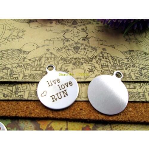 10pcs-stainless steel Charms " live love run" DIY Charms Pendants for necklace/bracelet/keychain DIY jewelry