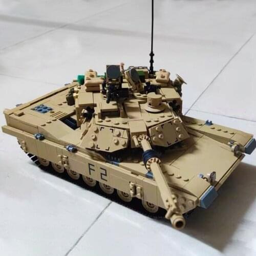 2-in-1 Military 1:24 U.S. M1A2 Main Battle Tank Building Blocks Brick Tank Model Toys For Children Birthday Gift 1463pcs 5 Dolls