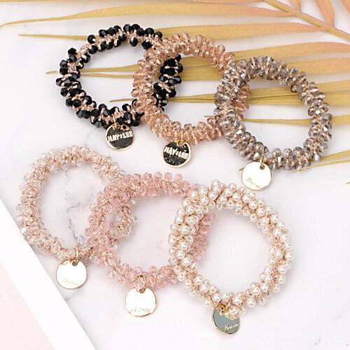 2021 Fashion Full Rhinestone Scrunchies for Women Girls Hair Rope Hair Accessories Hair Ties Crystal Sweet Headwear