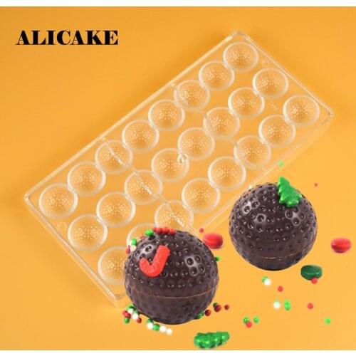 3D Chocolate Mold Polycarbonate Golf Ball Baking Molds Plastic Chocolate Candy Form Mould Baking Pastry Bakery Tools