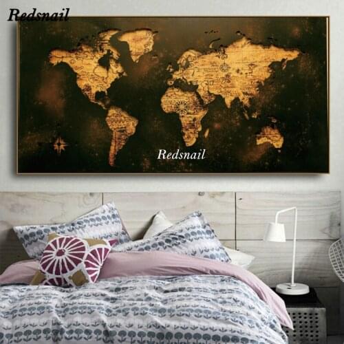 5D Diamond Embroidery World Map Retro Diy Diamond Painting cross-stitch mosaic pattern Square Round Drill Decor large EE750