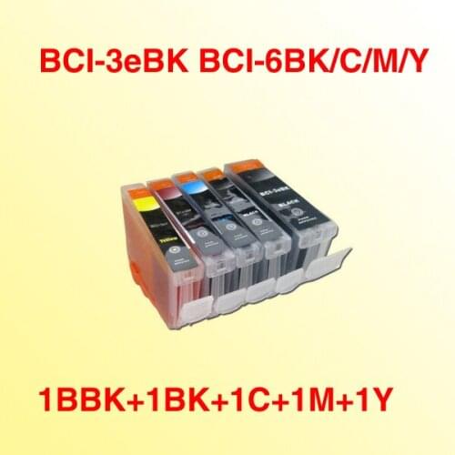 5x BCI 3 BK BCI6 BCI-3 BCI-3e BK/C/M/Y ink cartridge compatible for Canon BJC-3000/3010/3200/BJC-6000/6100/6200/6500/i550/i560