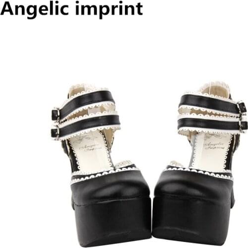 Angelic imprint woman mori girl lolita cosplay shoes lady SUPER high heels pumps women Spring summer dress party sandals 33-47
