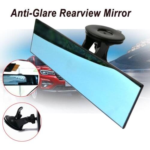 Car Rear View Mirror, Anti-Glare Universal Car Truck Interior Rearview Mirror with Suction Cup Blue Mirror