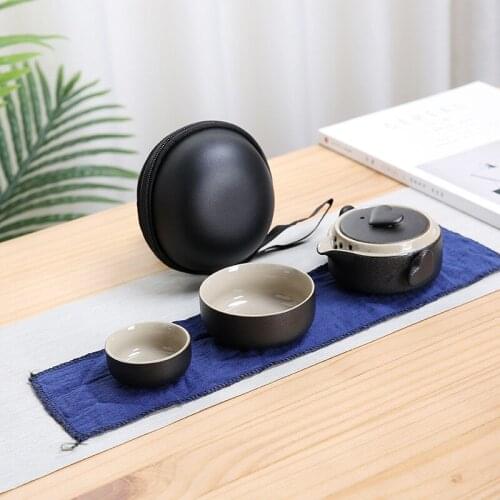 Purple clay tea set 1 Teapot+2 Cups,Ceramic Portable Travel Tea Cup Puer Tea,Beautiful and easy teapot kettle,kung fu teaset