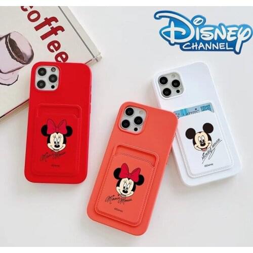 Disney Mickey Minnie Wallet Funda with Card Holder Soft Case for iPhone 12 11 Pro Max XR XS Max 7 8 Plus X SE Phone Back Cover