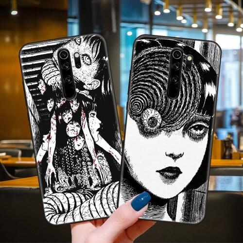 Phone Case For Xiaomi Redmi 7 7A 8 8A Note 8T 9 Pro 4 5 9S Black Cover Funda Soft Hoesjes Fashion Prime Luxury Horror Junji Ito