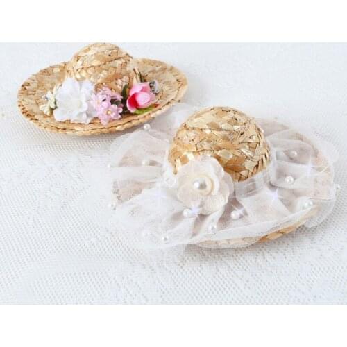 PET Cat Dog Summer Cute Pet Decoration Straw Hat Pearl Lacel Large