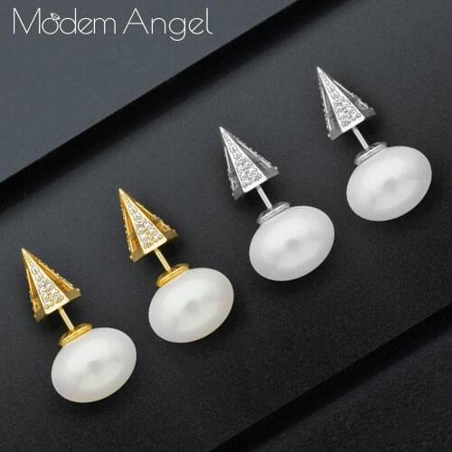 ModemAngel Elegant nail Imitation Pearl Full Micro Cubic Zirconia Women Bridal Engagement Earring Jewelry Addiction