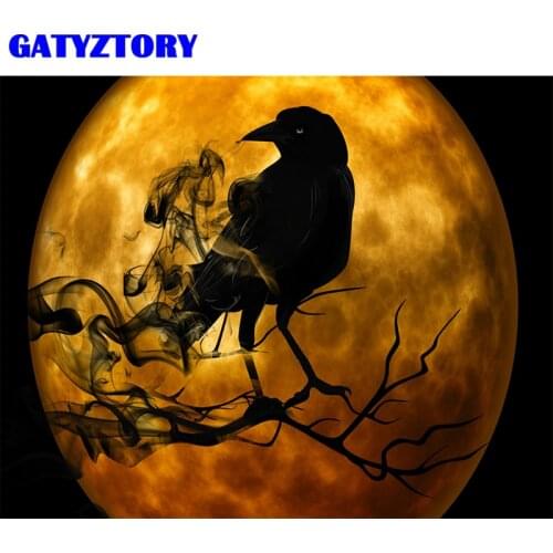GATYZTORY Frame DIY Painting By Numbers Moon Birds Animals Canvas By Numbers Kits Acrylic Paint On Canvas For Home Artwork