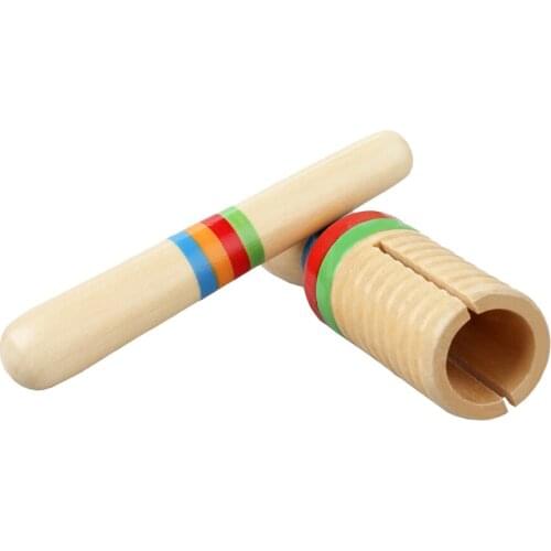 Hot sale Colorful Wooden Crow Sounder Wood Guiro Kids Children Musical Toy Persussion Instrument for Children