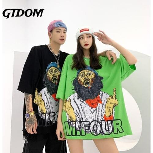 GTDOM Cotton Couples Streetwear T-shirt Men Punk Letter Print Half Sleeve Harajuku Hip Hop Oversize Gothic Cool Vintage Tshirts