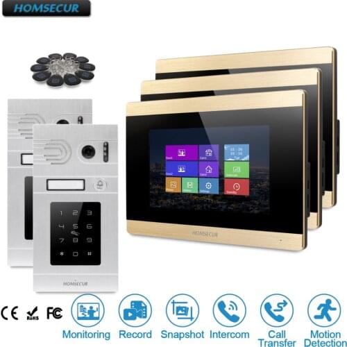 HOMSECUR 7" Wired Hands-free Video&Audio Home Intercom+RFID Access for Apartment BC071-S+BM715-G