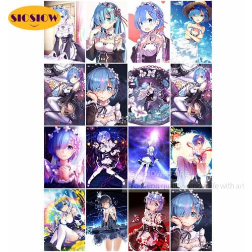 Game Rem DIY Posters 5d Diamond Embroidery Re:Life In A Different World From Zero Diamond Painting Full Round Cross Stitch Gifts