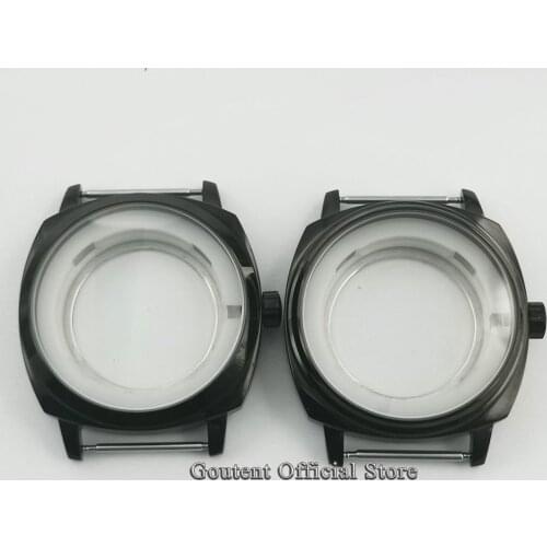 42MM Goutent Black PVD Watch Case Square Case Fit NH35 NH36 ETA 2836 DG2813 Miyota 8215 821A Automatic Movement