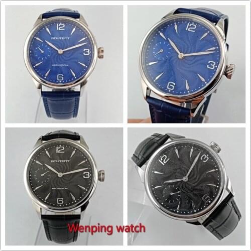 Goutent 42mm 6497 Manual refining machinery Wrist watches Brand blue black Sterile dial watch W2717