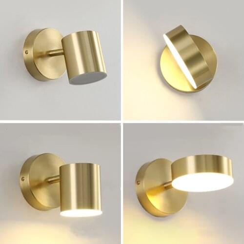 Golden wall lamp Nordic Simple Modern Home Bedroom Bedside Reading Night Light Wall Lamp