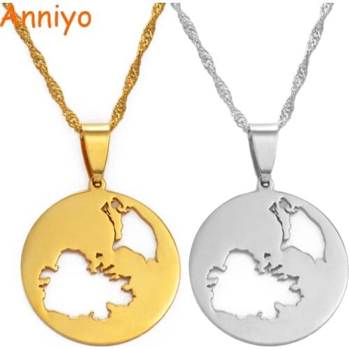 Anniyo Antigua and Barbuda Pendant & Necklaces for Women Girls Silver Color/Gold Color Jewelry Gifts #145221