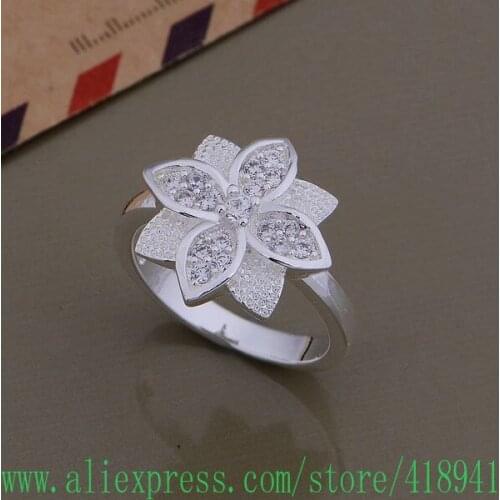 Silver Plated ring, Silver Plated fashion jewelry, clover inlaid stone /ewwanoda bxyakpfa AR713