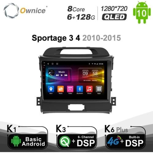 QLED Android 10.0 6G+128G for KIA Sportage 3 4 2010 - 2015 Car DVD Radio 2din Navi GPS Player DSP 4G LTE SPDIF 1280*720 BT 5.0