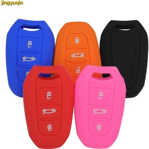 Jingyuqin 50X Silicone Smart Car Key Case Cover For Peugeot 508 301 2008 3008 4008 407 408 Citroen C5 C6 C4L CACTUS C3XR DS 3BTN
