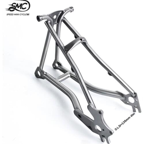 Titainum Rear Fork 135mm Disc For Brompton Bike SMC Ti Triangle Frame Fit Lightweight 16&20inch Folding Bike Speed Mini Cycle