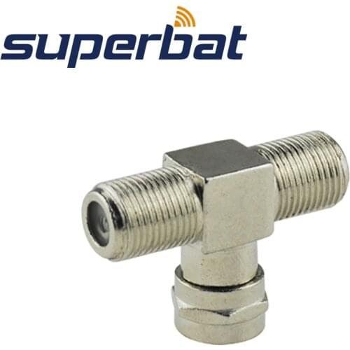 Superbat F-Type Adapter F Plug to Jack to Female "T" Type 3 Way splitter RF Adapter