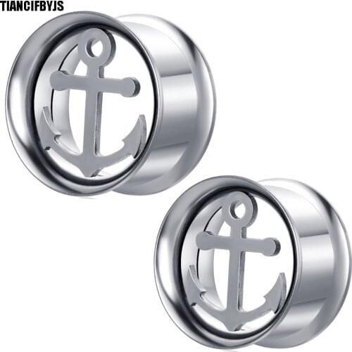 TIANCIFBYJS Stainless Steel Ear Tunnels Plugs Silver Earring Expander Stretcher Ear Gauges Piercing Cartilage Body Jewelry 60pcs