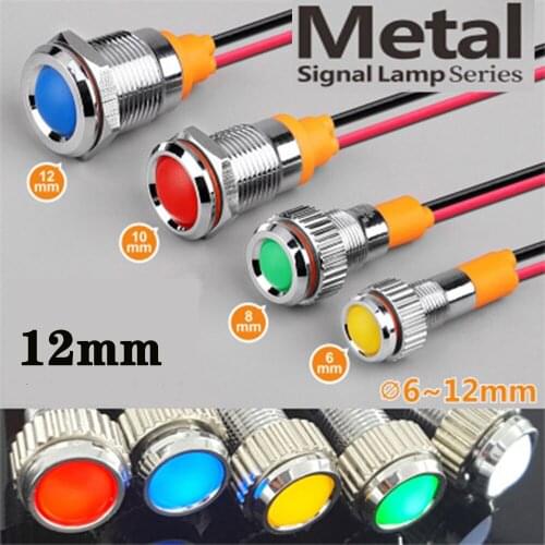 High quality 12mm metal Indicator lights no wire power signal lamp LED indication waterproof Signal lamp mini indicator light