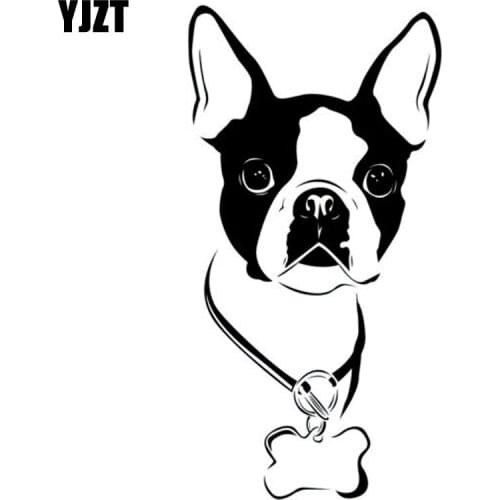 YJZT 7.7CM*15CM Dog Terrier Collar Sticker Pet Animals Car Decal Canine Decor Black/Silver C10-00247