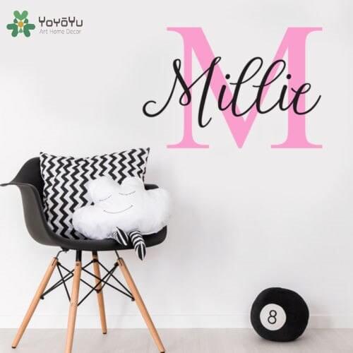 YOYOYU Wall Decal Girls Personalized Name Vinyl Wall Stickers Nursery Kids Rooms Decals Interior Accessories Home Decor DIYSY703