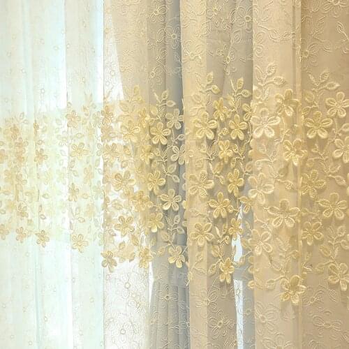 Jacquad tulle curtains white embroidery yarn curtain flowers embossed elegant balcony sheer Customizable shade curtains living