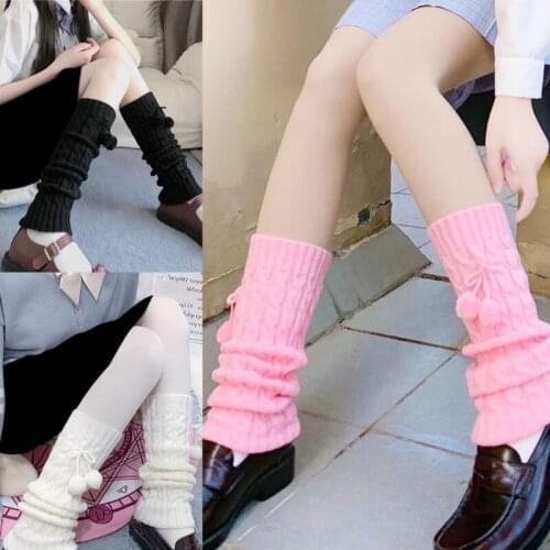 Women Girls Winter Cable Knit Long Leg Warmers with Cute Bowknot Student Warm Twist Crochet Boot Cuffs Thigh High Socks