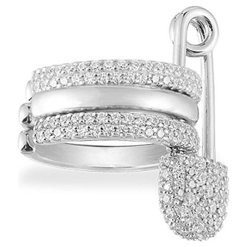 SLJELY Fashion Real S925 Sterling Silver Single Safety Safety Needle Ear Bone Cuff Sliding Zirconia Clip Earring 1pc for Women