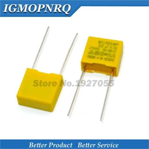 10pcs capacitor 220nF 275VAC 220NF Pitch 15mm X2 Polypropylene film capacitor 0.22uF