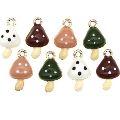 10pcs/lot 11*19mm Cute Enamel Speckle Mushroom Pendant Charms Kawaii Necklace Bracelet Earring Small DIY Jewelry Finding XL1137