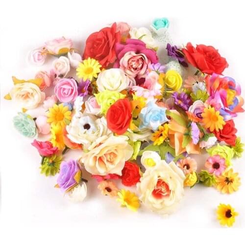 10pcs Silk/foam Artificial Flowers For Christmas Decor Accessories Xmas Wreath Wedding Cake Gift Box Wreaths DIY Marriage Craft
